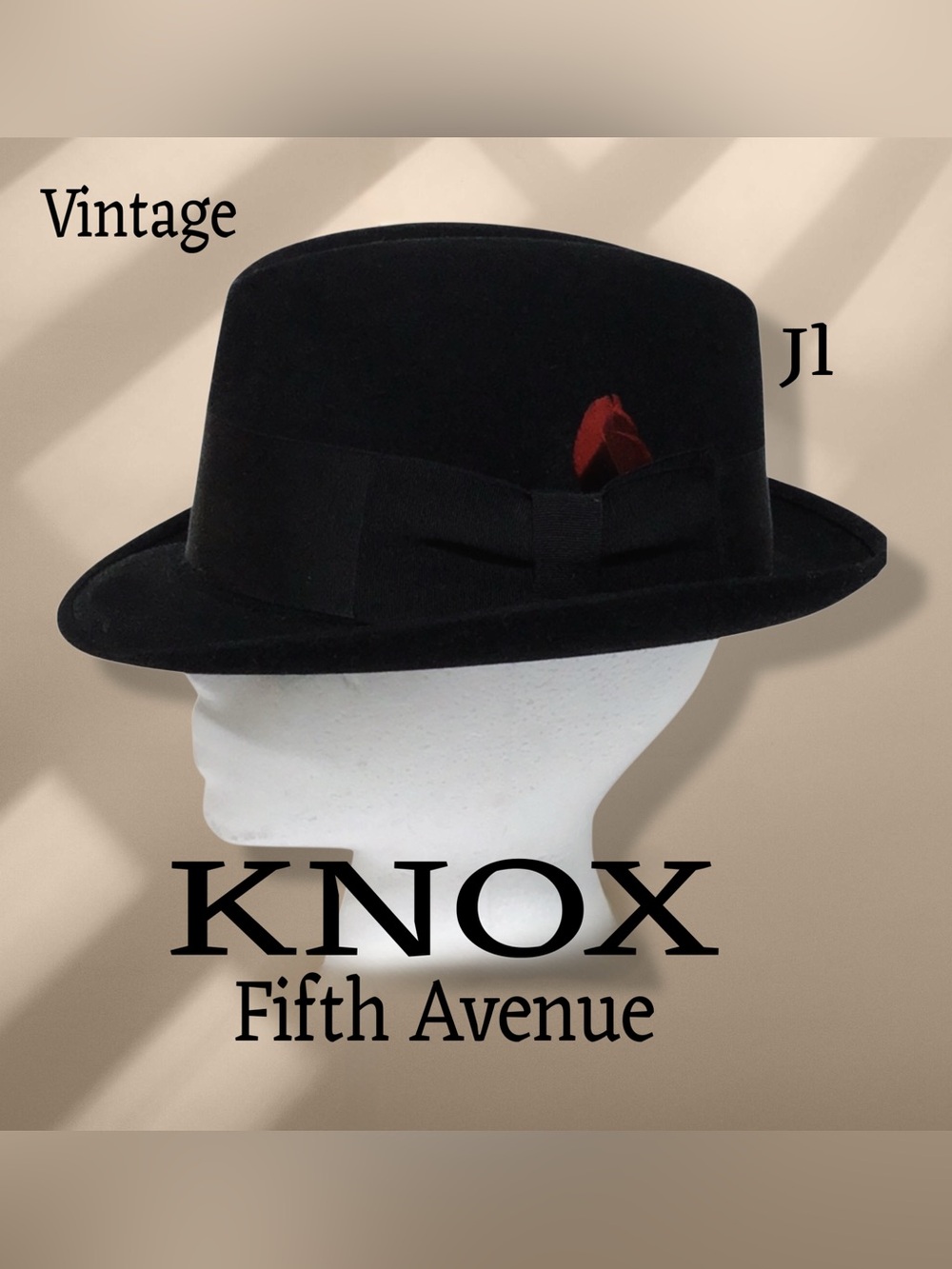 KNOX Fifth Ave Vintage Mens Black Fedora NEW